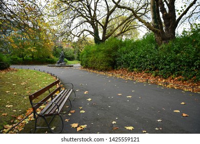 Phoenix Park Autumn Landscape In Dublin, Ireland. 