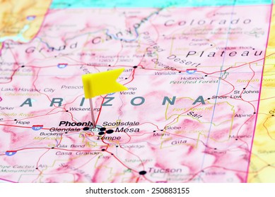Phoenix pinned on a map of USA 