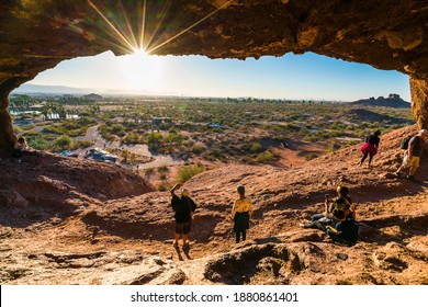 Phoenix,Arizona,USA,11-26--20 :sunset at the Hole in the rock(Papago park).
