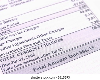 Phone Bill With Total Amount Due Separated