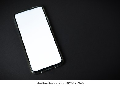 Phone With Blank Screen On Black Background