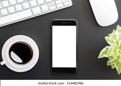 Phone Blank Screen On Work Table Top View