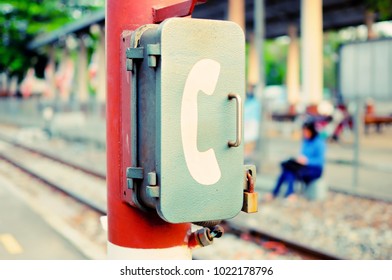 Phone box for help. Emergency Train station area