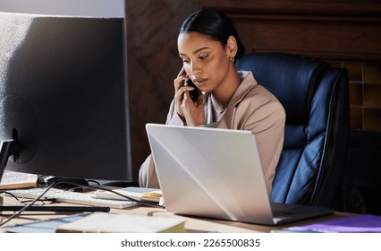 Phone call communication, legal office and woman talking to investment, law firm attorney or government justice contact. Receptionist conversation, business advocacy consultant and lawyer consulting - Powered by Shutterstock