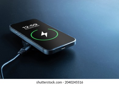 Phone Charge. Mobile Cell Phone Charge Battery From Wireless Smart Charger. Modern Technology, Portable Fast Charger