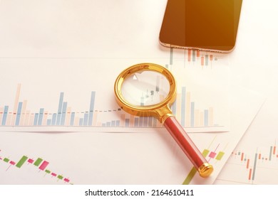 Phone, Coins, Magnifying Glass On Chart How To Save More Money  Saving Money Is The Key To Financial Independence