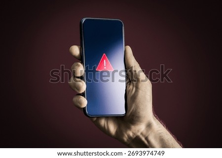 Phone error or caution. Scam, fraud or connection crash problem. Warning notice in app. Bad wifi signal, overheating battery or system bug. Restricted content or slow internet.