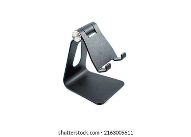 Phone Holder Desk Black Aluminum Metal Isolated On White