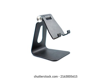 Phone Holder Desk Black Aluminum Metal Isolated On White