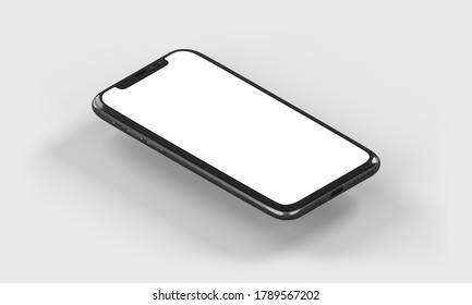 Phone Isometric Rotated 45 Degrees Left Floating In Mid Air Realistic