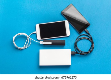 phone mobile connect to battery power bank - Shutterstock ID 675961273