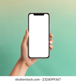 Phone mockup in female hand - clipping path, Studio shot of smartphone with blank white screen for web site design, app for mobile phone and advertisement, Isolated design, High quality photo - Shutterstock ID 2326099367