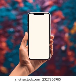 Phone mockup in female hand - clipping path, Studio shot of smartphone with blank white screen for web site design, app for mobile phone and advertisement, Isolated design, High quality photo - Shutterstock ID 2327856985