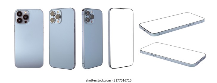 phone mockup,  mobil back and side view , smartphone  flat isolated on white background.  - Shutterstock ID 2177516715