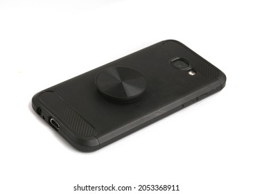 Phone With Popsocket On White Background