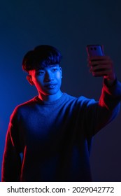 Phone Selfie Gadget People Man Photo Neon Light