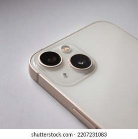 The Phone's Camera Is Close-up. Mobile Phone Camera, Flash Lens. 