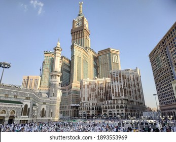 Photo Of Abraj Al Bait (Royal Clock Tower Makkah) And Umrah Pilgrims At The Grand Mosque. Makkah, Saudi Arabia, January 12, 2020.