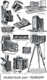 Photo Accessories. Publication of the book "Meyers Konversations-Lexikon", Volume 7, Leipzig, Germany, 1910
