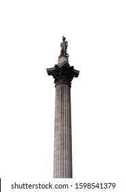 A Photo Of Admiral Lord Nelson Statue Isolated On White Background. 