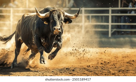 photo of aggressive horned bull jumping attacking people.