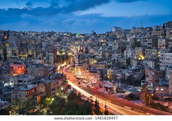 Photo Amman City Time Stock Photo Now) 1485828497