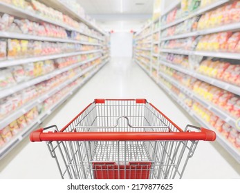 photo of the back view of the shopping cart in supermarket - Powered by Shutterstock