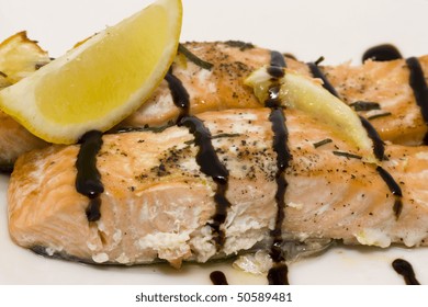 Photo Of A Baked Salmon With Balsamic Vinegar