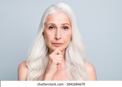 Photo Beautiful Naked Focused Aged Lady Stock Photo Edit Now