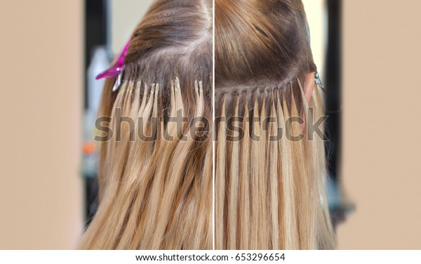 Photo Before After Hair Extensions Young Stock Photo Edit Now