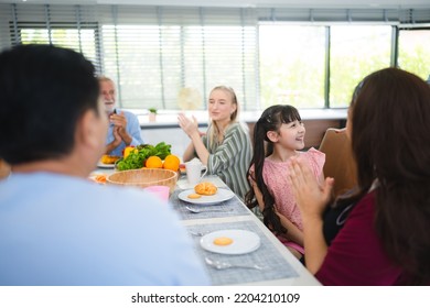 Photo Of Big Family At Home, People Sit Feast Dishes Table Around Roasted Turkey Multi-generation Relatives Making Group With Food And Pizza In House Living Room Indoors