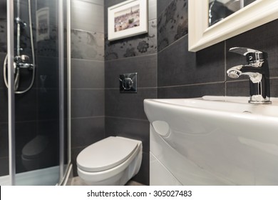 Photo of black and white modern design bathroom