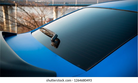 blue tinted glass car