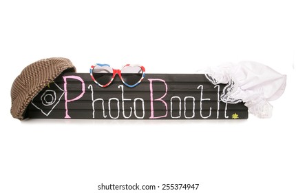 Photo Booth Sign With Fancy Dress Hats Cutout