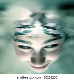 Photo Of Boy Face Under Water