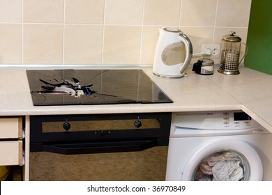 Photo Of Broken Stove In The Kitchen