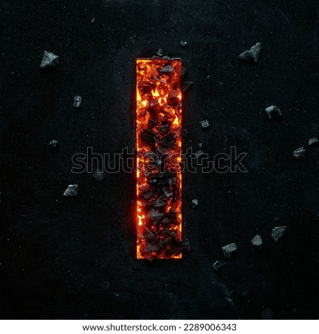 A photo of a burning capital letter I on a black background is made of hot coals.