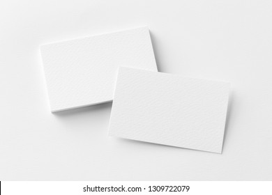 Photo Of Business Cards Stack. Template For Branding Identity. Isolated With Clipping Path.