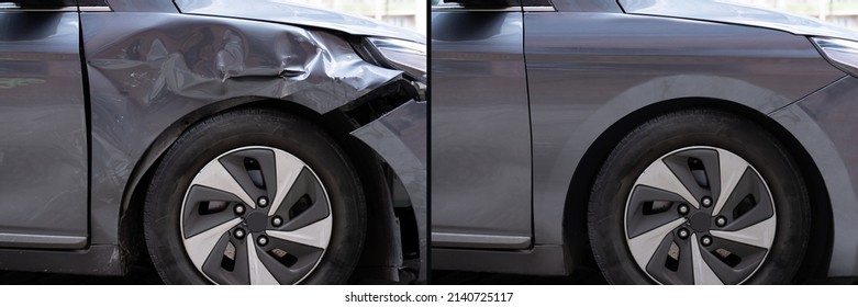 Photo Of Car Dent Repair Before And After - Shutterstock ID 2140725117