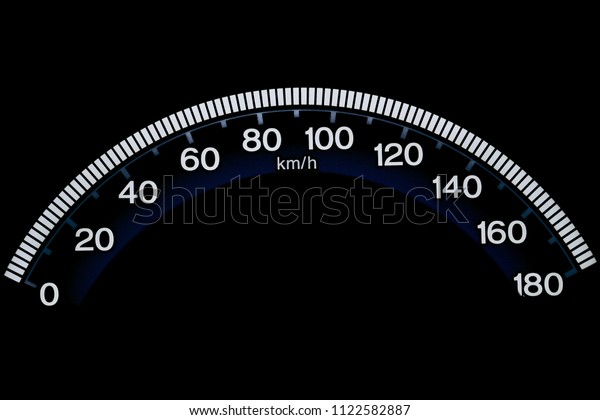 A photo of car speed scale gauge, isolated in black
background 