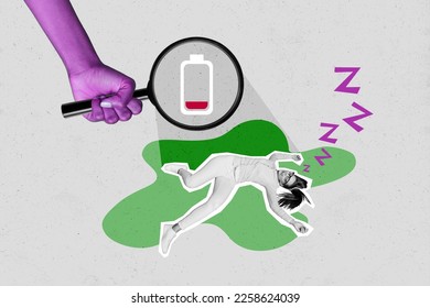 Photo cartoon comics sketch collage picture of arm finding loupe recharging lady isolated drawing background - Shutterstock ID 2258624039
