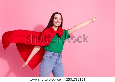 Similar – Image, Stock Photo Funny power super hero child concept