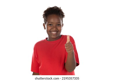 Photo Of Cheerful Excited Dark Skin Boy Isolated On White Background 