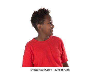 Photo Of Cheerful Excited Dark Skin Boy Isolated On White Background 