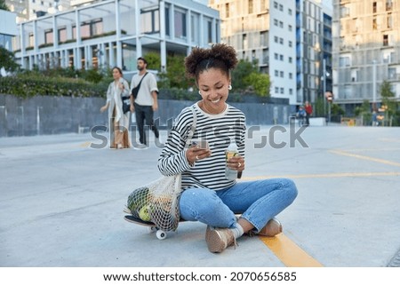 Similar – Image, Stock Photo longboarding Lifestyle