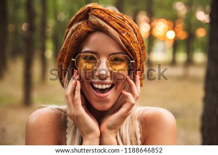 Similar – Image, Stock Photo Women Hipster Hippie Forest Sun