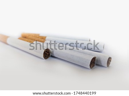 A Photo of cigarette smoking with white background 
