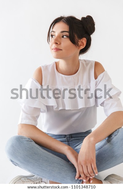 Photo Closeup Dreaming Cute Teenage Girl Stock Photo Edit