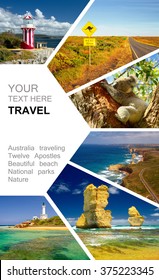 Photo collage Australia. Great Ocean Road and 12 Apostles. Travel concept