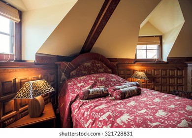 Photo Of Colonial Style Bedroom Interior With Decorative Wainscot